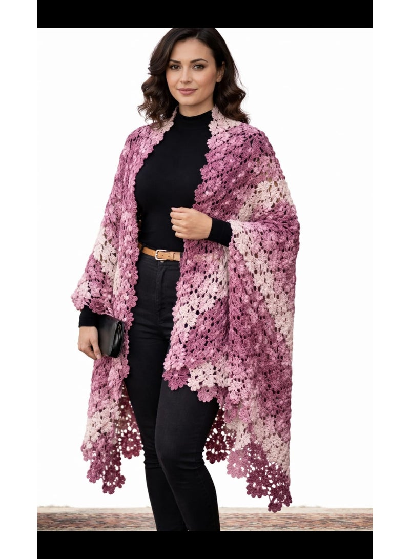 Women's winter rectangular shawl, handmade - Image 1